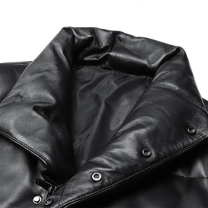 DLSN22071羽绒皮衣男头层绵羊皮白鸭绒羽绒服皮风衣P1300图片