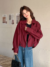 韩系慵懒风红短外套女春2025新款超好看独特显瘦小个子上衣，女装短外套，姿衣轩