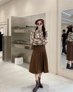 秋装缎面衬衣?火爆半裙,女装半身裙,蘑菇扣