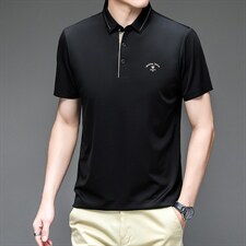 2023夏季新款翻领短袖t恤中年男装上衣潮流商务休闲百搭打底衫男，男装T恤，电商B212（原钱塘6029）