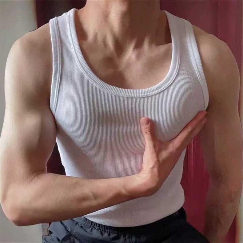 男士背心重磅棉粗螺纹街头工字无袖健身弹力修身吸汗肌肉男DX23,男装背心/马甲,星座1116A（原606A-3）