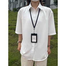 薄款冰丝短袖衬衫男简约纯色垂感休闲痞帅衬衣CS288-P20，男装T恤，星座301C-5