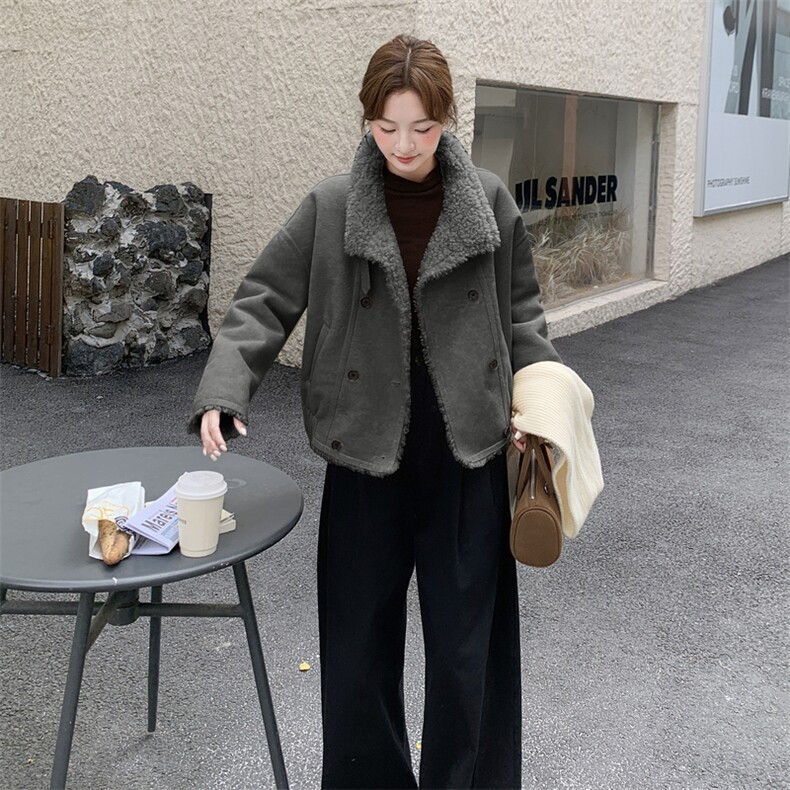 210-3290-P195-288皮毛一体双排扣加厚2025年冬季,女装短外套,浙宝210（原浙宝191）