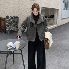 210-3290-P195-288皮毛一体双排扣加厚2025年冬季，女装短外套，浙宝210（原浙宝191）
