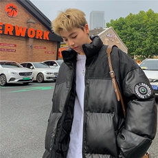 PU皮棉服冬季宽松港风棉衣立领冬装棉袄PM01-P115限158抖音控178，男装棉衣，电商B370