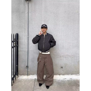 褶皱肌理双面穿棒球服男款春秋季美式复古宽松休闲高级感夹克外套图片