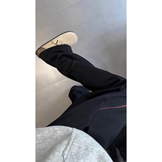 重磅藏青色明线弯刀卫裤男女秋季舒适显高休闲裤宽松运动阔腿裤子，男装休闲裤，四季星座505