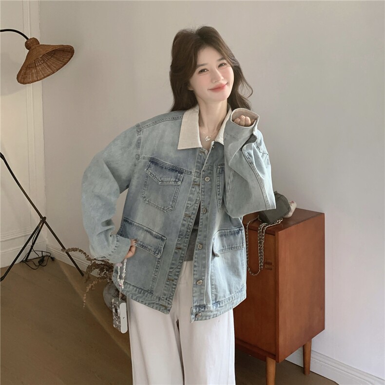 春季新款撞色牛仔休闲外套2c307-901p165k268,女装短外套,2C307
