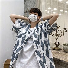 2021年春季新款花衬衫女宽松落肩港风衬衫男DS-C407-CS305-P35，男装衬衫，电商C323-1