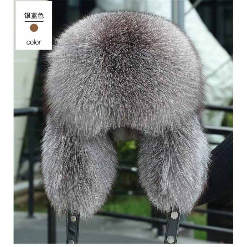 狐狸毛雷锋帽貉子毛冬季时尚简约保暖皮草风雪棉帽子男女同款，帽子，星座613