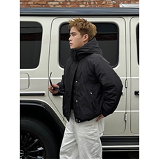 B19/P138控178冬季男士防风棉服加厚外套连帽设计感工装棉衣黑首1，男装棉衣，星座305B