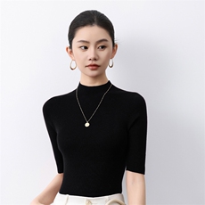 2025年夏季套头短袖简约百搭纯色针织羊毛衫，女装羊毛衫，庆大羊绒