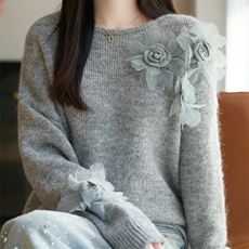 2025年秋季时尚百搭通勤简约休闲套头针织衫，女装针织衫/毛衣，唐诺