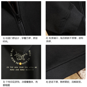 KS21163-P38 加绒款-P43 连帽开衫卫衣男运动外套大码班服 砖墙图片