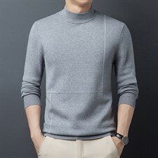 2023春秋季新款纯色宽松圆领毛衣中年商务休闲男士上衣针织衫，男装针织衫/毛衣，电商B212（原钱塘6029）