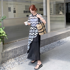 韩系慵懒风休闲套装女2025夏季新款时尚洋气减龄上衣半身裙两件套，女装套装/套裙，浙宝069