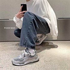 港风复古牛仔裤男宽松直简阔腿裤百搭韩版拖地老爹长裤N7028-p40，男装牛仔裤，星座1008-1