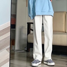 1506A/GY4780/P38时尚百搭显瘦高级感白色牛仔裤女气质阔腿裤，男装牛仔裤，星座1506A