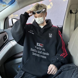 2024新款秋季美式复古徽章织带连帽卫衣男女运动服现货 W8356-P48图片