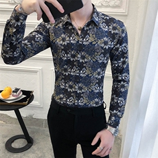 312A-5-281-P55长袖高级感秋季休闲英伦发型师韩版纯色男士衬衣，男装衬衫，星座312A-5