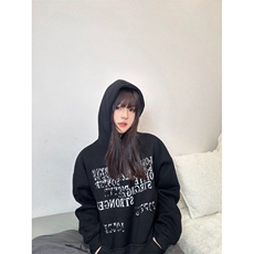 网图现货潮复古秋装新款连帽字母印花卫衣外套男女W010-P48常规，女装短外套，电商C310
