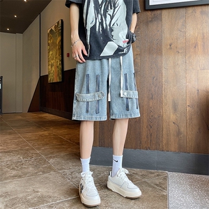 夏季美式高街拉链牛仔短裤宽松休闲五分裤313A-1-NZ046-P45控58图片