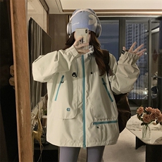 A527-P110连帽冲锋衣外套秋季新款学生宽松潮牌户外风衣学院风，男装风衣，星座911