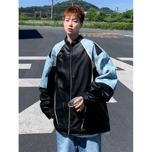 美式PU皮外套女秋冬季新款机车服加厚情侣夹克男 JY156图片