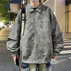 翻领夹克男2024秋新款潮复古宽松休闲外套A436-2377-P90，男装夹克，电商A436