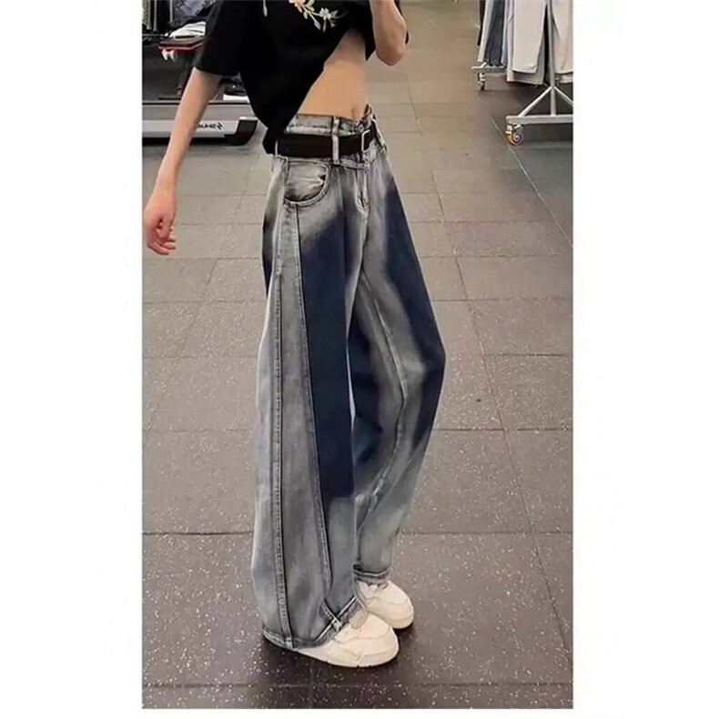 龙叨叨新款牛仔裤男复古美式宽松弯刀休闲阔腿裤子秋季LX3333-P54，男装牛仔裤，星座1008