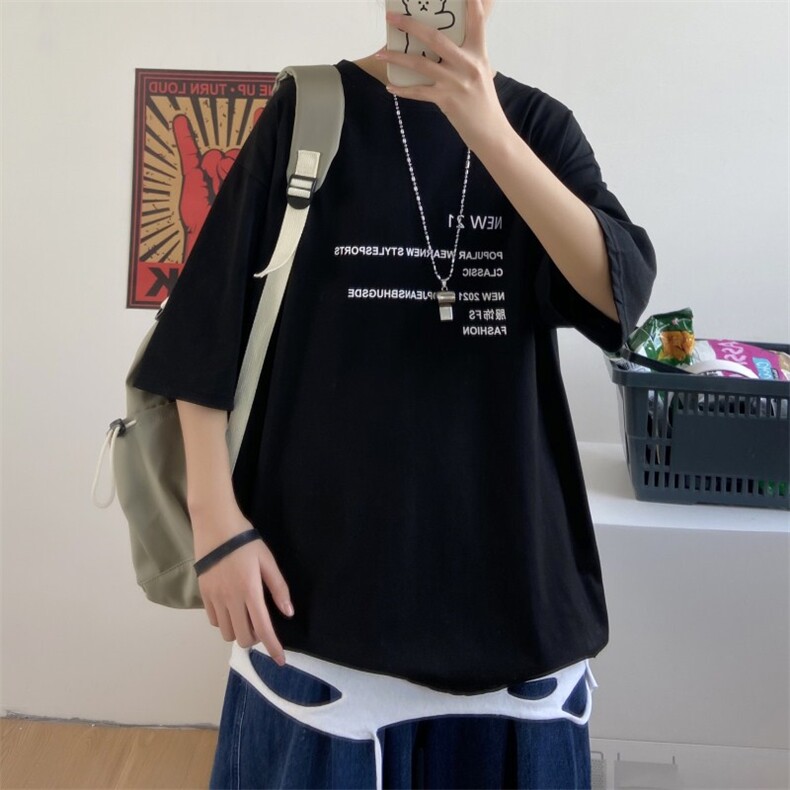 夏季新款短袖t恤港风宽松潮流短袖男A210-A8302-P25控38,男装T恤,星座210-3