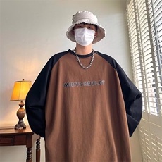 美式复古插肩袖长袖T恤男ins潮牌情侣男生韩版青少年港风日系上衣，男装T恤，星座716-4