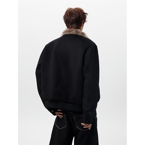 MFDD003-特P113 美式麂皮绒毛领短款棉服男加绒棉衣加厚外套图片