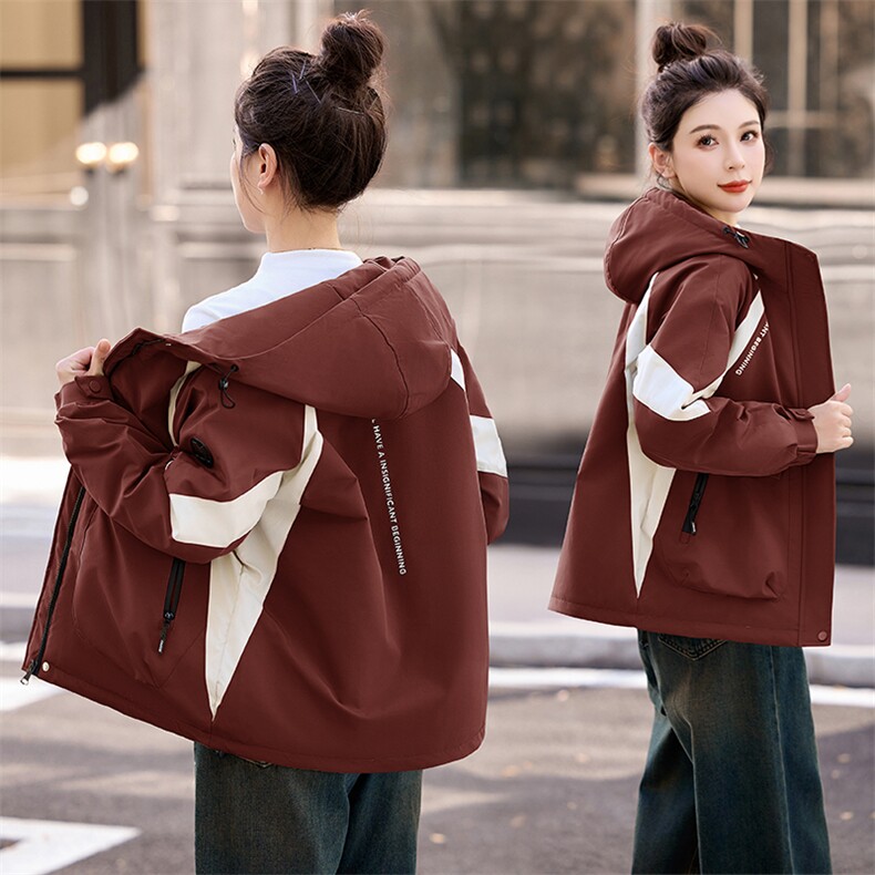 红拼色冲锋衣羽绒棉服女2025冬季新款休闲加厚保暖棉衣外套,女装棉衣/棉服,涵亦佰惠