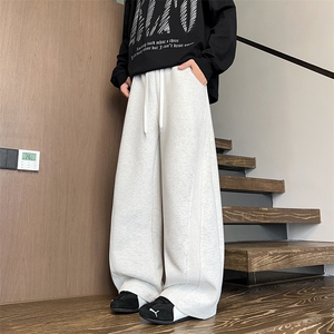 K25101批45控68  秋季美式弯刀裤罗纹拼接休闲裤百搭长裤子男裤图片