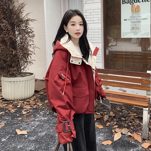 美式红色工装派克服女冬季2025新款羽绒棉服韩系棉袄爆款短款流行图片