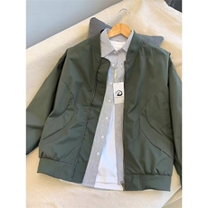 简约宽松型方领春季长袖常规款卡其色飞行员夹克外套男W6352-P43，男装夹克，星座412-2