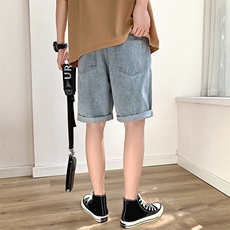 男装牛仔短裤潮2021夏新款街头风破洞基础款休闲DS765TP45，男装牛仔裤，电商A102