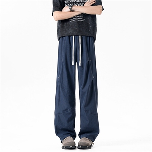 休闲裤男夏季新款港风宽松冰丝工装阔腿裤CK8202-P42图片
