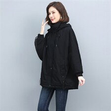 2025年冬季时尚潮流中长款休闲加绒加厚刺绣派克服，女装派克服，独衣靓