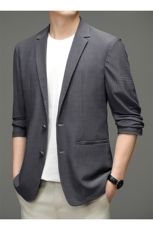 单排扣春季中老年2023年翻领上衣口袋长袖时尚西服SL2178，男装西服，钱塘6003（原4033）
