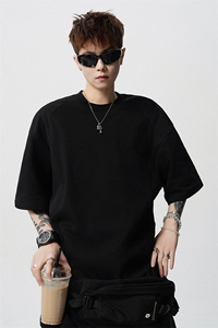 T10129-特批30 控58 曼巴棉撞色拼接短袖大码T恤夏季薄款垂感短袖图片