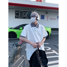 假两件格子拼接短袖T恤男夏季潮牌polo衫美式衬衫领T3652特价P30，男装T恤，电商A007