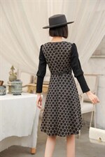 单色花格连衣裙，女装连衣裙，博内歌特