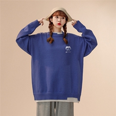 中性风秋/冬时尚趣味印花潮流百搭假两件套头情侣毛衣M222P65控88，男装针织衫/毛衣，A247A