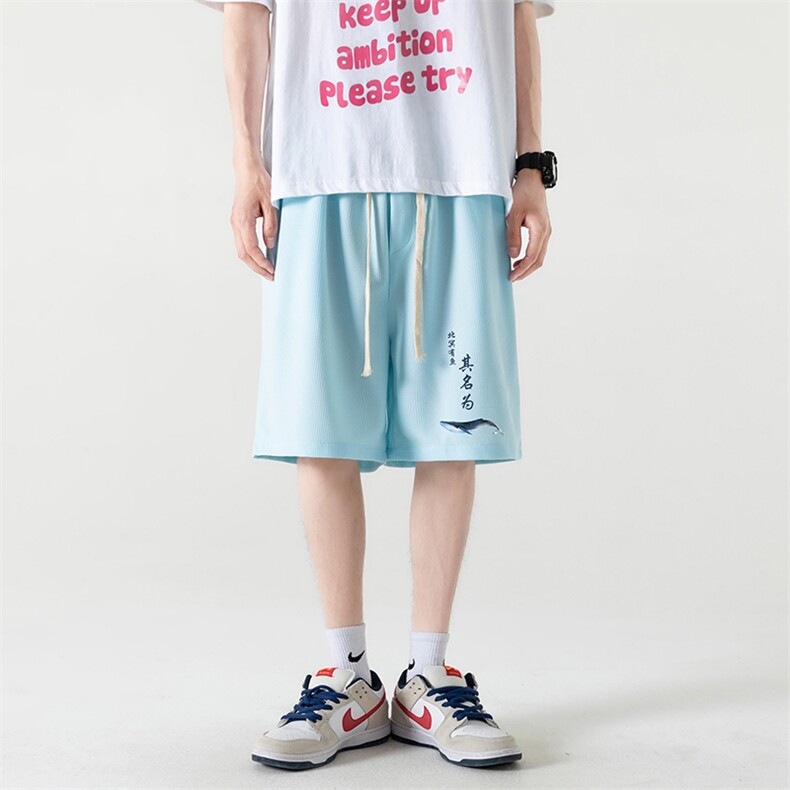 HD74261-P22华夫格短裤男大码宽松五分裤男直筒中裤,男装休闲裤,电商A040