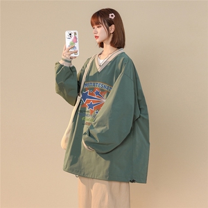 中性风2026秋季新款港风趣味印花设计感情侣卫衣夹克JK903p65控88图片