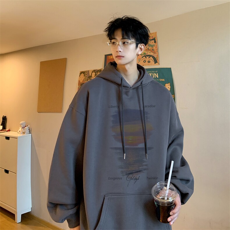 已注册/秋冬内景新款宽松连帽卫衣男百搭外套WY00198/P45加绒P50,女装短外套,电商B316