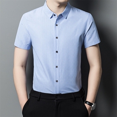 Y54110钱塘2020-2夏季新款男士纯色短袖衬衫宽松薄款休闲上衣P44，男装衬衫，钱塘207-2