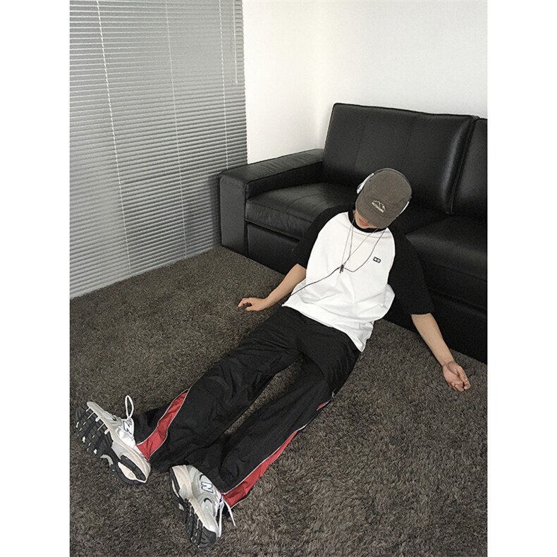 B221美式ins高街小众拼接宽松休闲登山裤冲锋裤LK23110-P65控88,男装休闲裤,电商B221